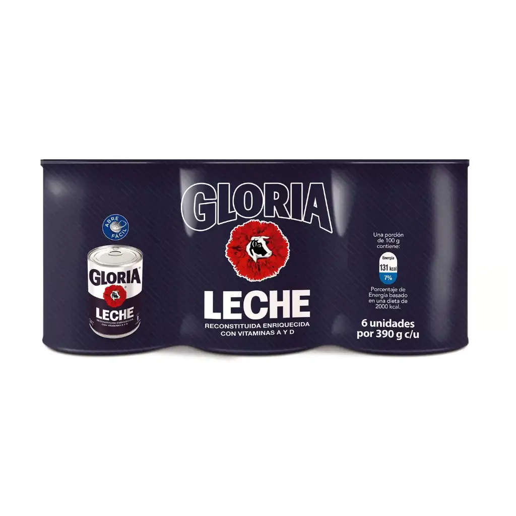 Sixpack  Leche Gloria Reconstituida Entera 390 gr