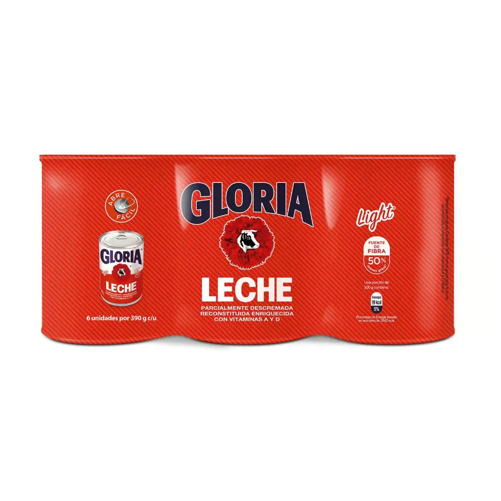 Leche Gloria Light 390 gr Sixpack