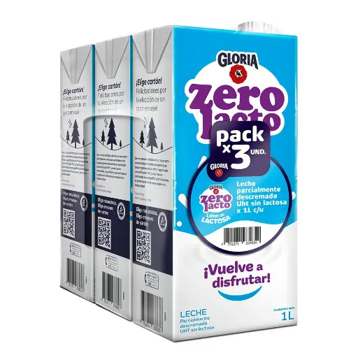 Leche Gloria Zero Lacto Uht 1 LT X 3UN