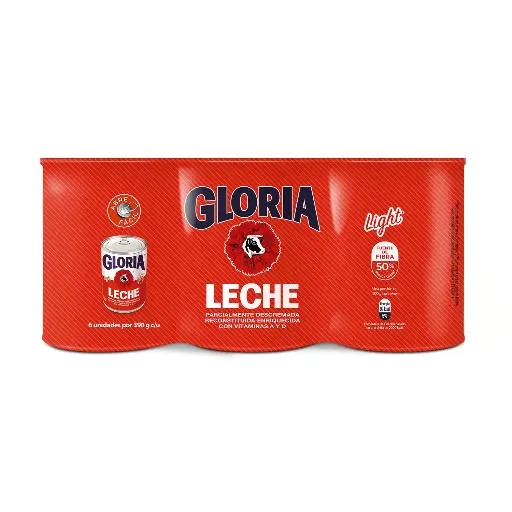 Leche Gloria Light 390 gr Sixpack